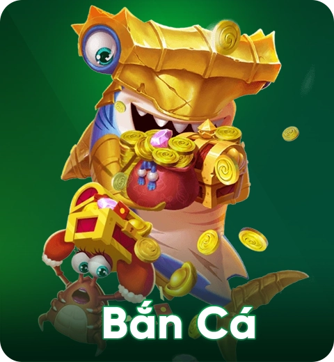 Hình ảnh nhân vật cá mập và cua vàng trong trò chơi bắn cá online vui nhộn tại OK365.