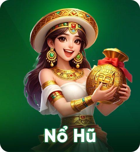 Hình ảnh nhân vật nữ xinh đẹp cầm hũ vàng biểu tượng cho trò chơi nổ hũ online – cơ hội trúng thưởng lớn tại OK365.
