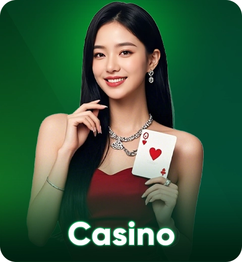 Người phụ nữ xinh đẹp cầm lá bài đỏ, biểu tượng cho thế giới casino online sang trọng tại OK365.